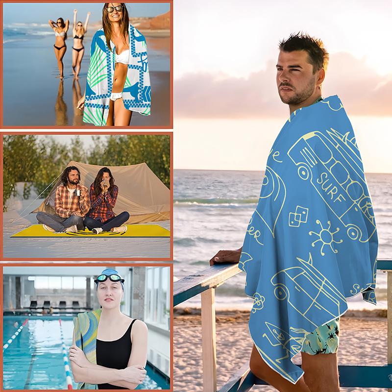 2025 2 Stück Schnelltrocknendes Übergroßes Magnetisches Outdoor-Handtuch zum Schwimmen Strand Umkleiden Abdecken Bedrucktes Magnetisches Handtuch