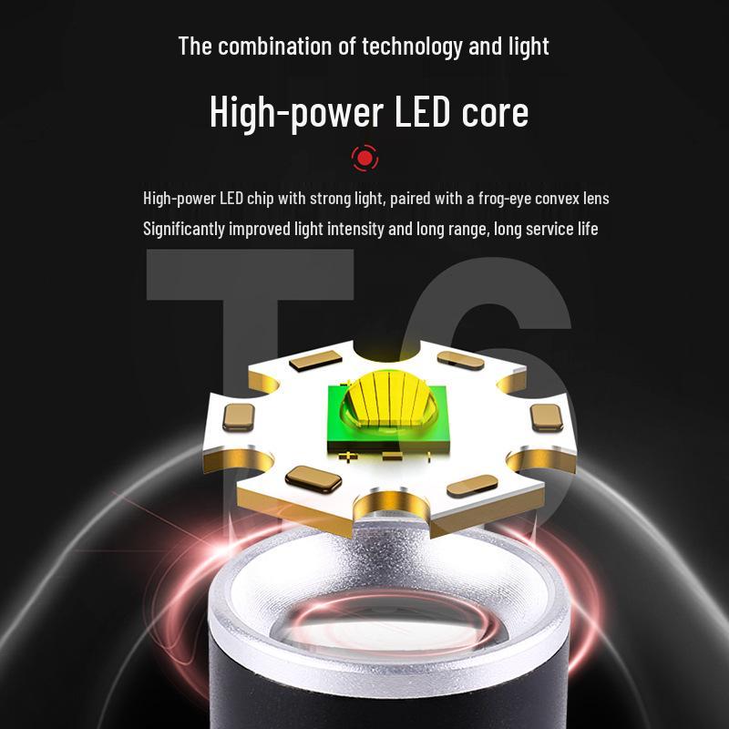 Rechargeable High-Power LED Flashlight: Multi-Function, Zoomable, Super Bright, Long-Range and Portable for Outdoor Use.