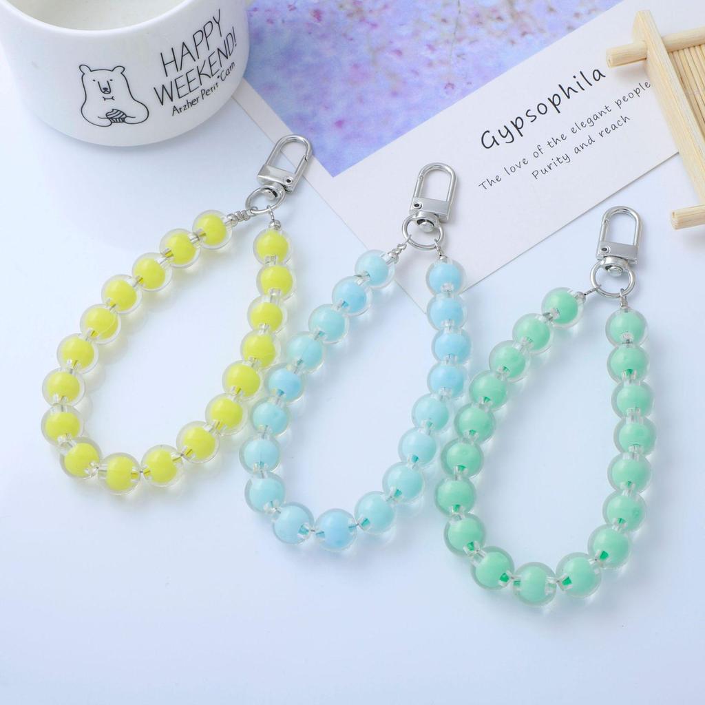 Candy Color Beaded Earphone Pendant - DIY Jewelry Accessories with Acrylic Beads for Phone and Bag Chains