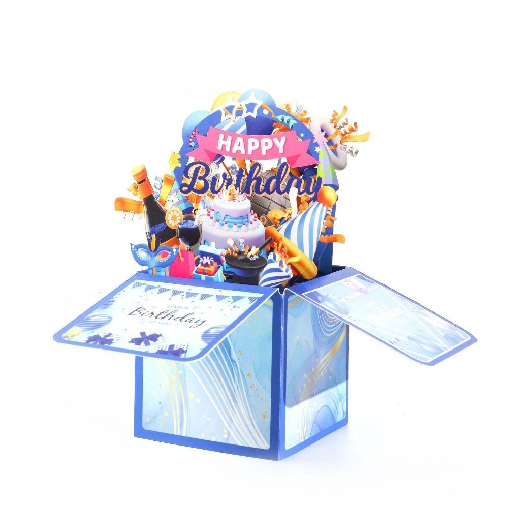 Happy Birthday 3D Pops-up Bouquet Birthday Wedding Greeting Card Fashion Paper Flowers