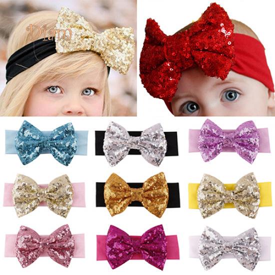 Buy Tenfyer Baby Infant Girl Hair Band Sequined Bow Headband Bowknot