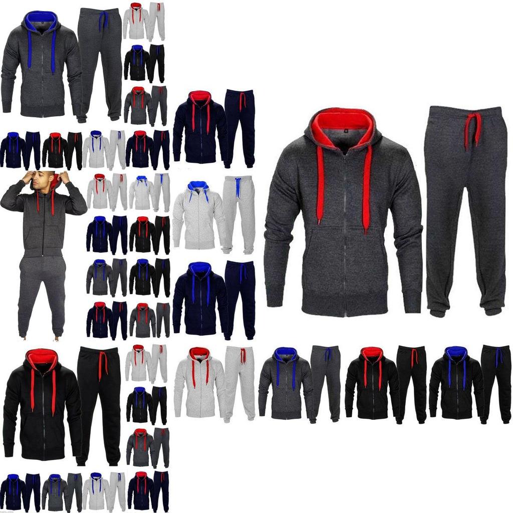 Luxuriously Warm Men's Tracksuit Set With Fleece Zip Hoodie And Jogging Bottoms