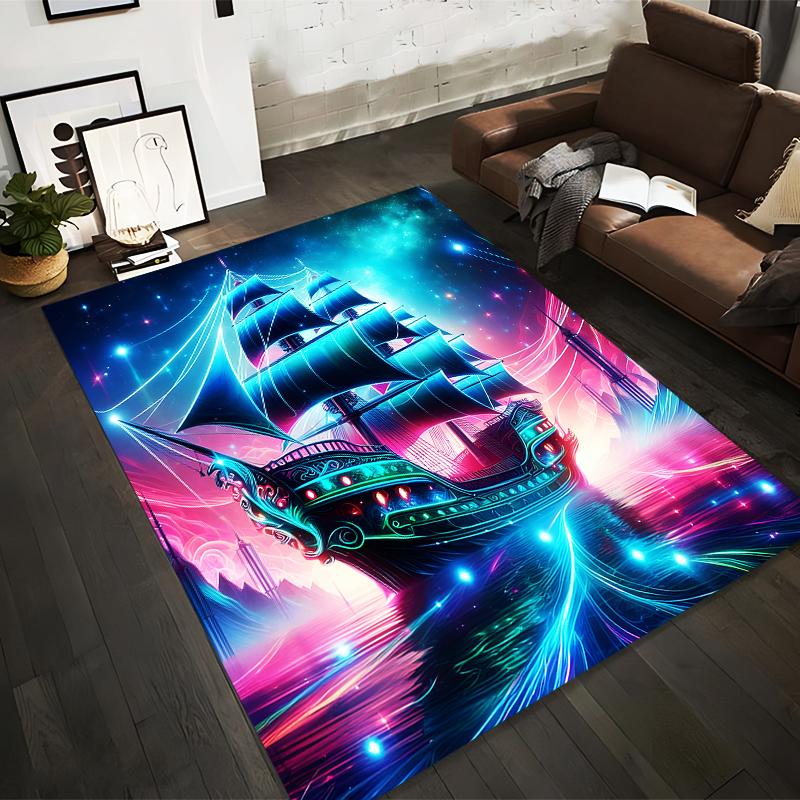 

Colorful Fantasy Sailing Ship Artwork Carpet for Living Room Decor Suitable for use as an anti-slip for living room bedroom sofas 40x60cm( 15x23in )