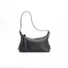 Woven Leather Crossbody Bag Women Stylish Shoulder With Zip Medium Size Soft Texture Daily Commute Casual Use