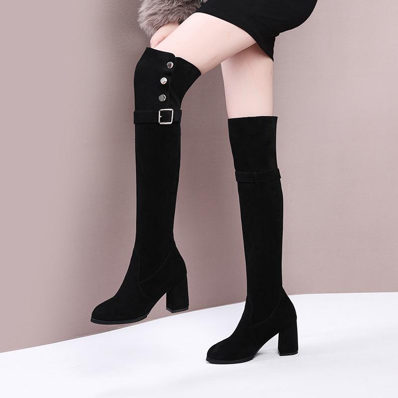 Fashion Women's Long Boots 2024 Autumn and Winter New Item Over The Knee Warm Elastic Slimming Knight Boots