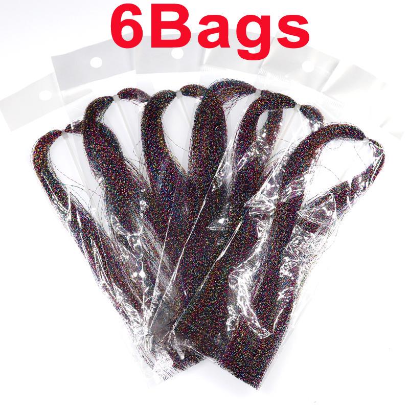 

6 пакетов перламутровых витых радужных флэшабу для вязания мух тройного хвоста Krystal Flash