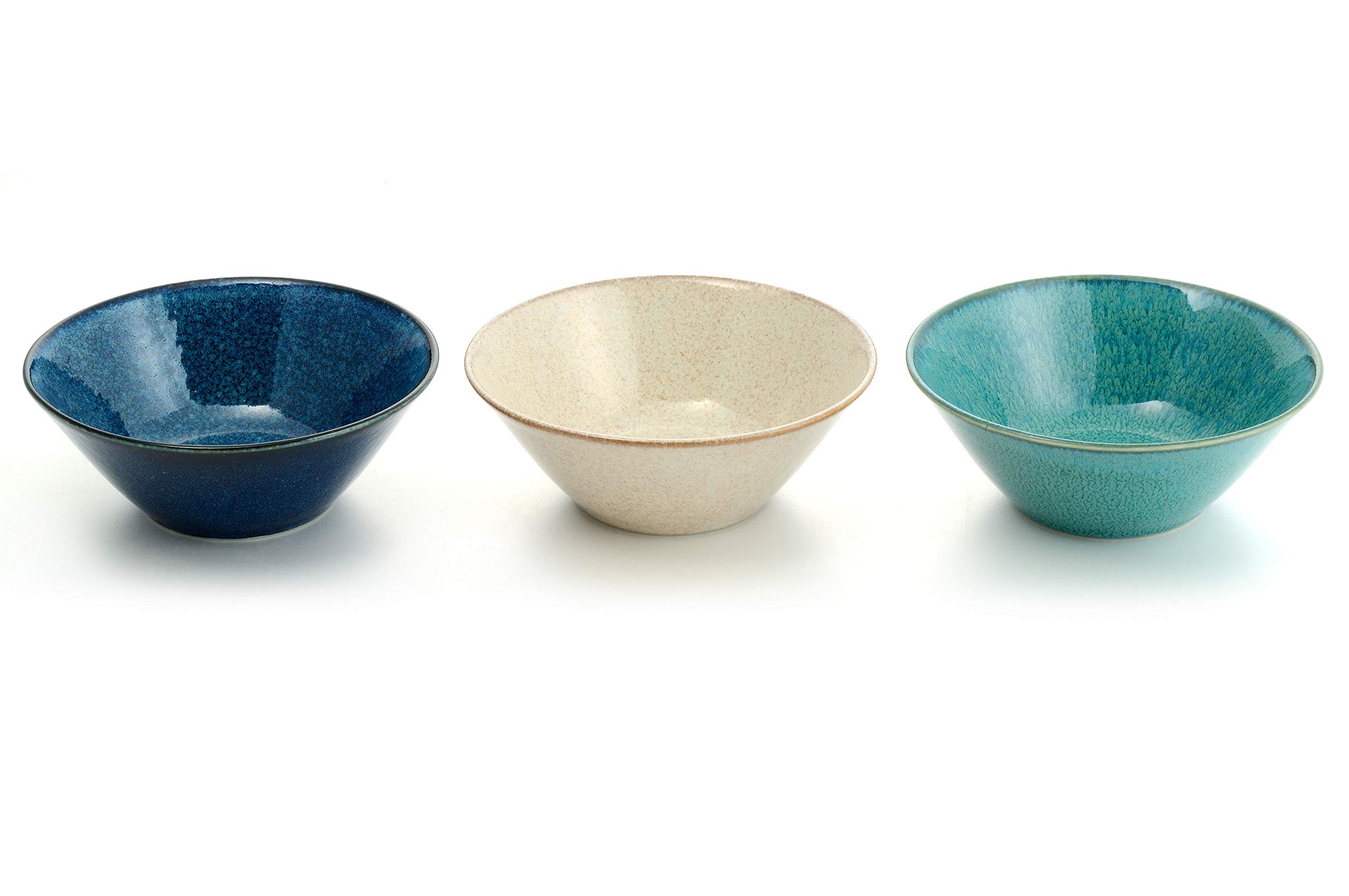 

Aito Porcelain Medium Bowls, Blue, White, and Green, 370ml, Natural Color (Set of 3)