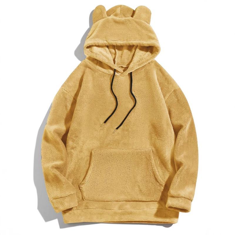 Plus Size Men Hooded Casual Fleece Pullover Sweatshirt Warm Winter Coat