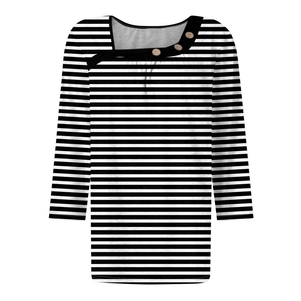 Women's T Shirt Tee Print Button 3/4 Sleeve Daily Weekend Fashion Basic Regular Top