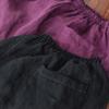 Johnature Summer Retro Solid Color Wide Leg Pants Pocket Elastic Waist Leisure Women Ankle- Length Pants