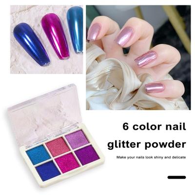 1 Set Nail Solid Powder 6 Colors Luminous DIY Nail Shiny Nail Pigment Powder Mirror Nail Glitter Powder UV Gel Polish Pigment Nail Art Decorations