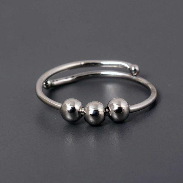 

Adjustable Silver Wrap Fidget Ring | Minimalist Open Band with Three Moving Balls | Simple Anxiety Relief Jewelry Gift 5