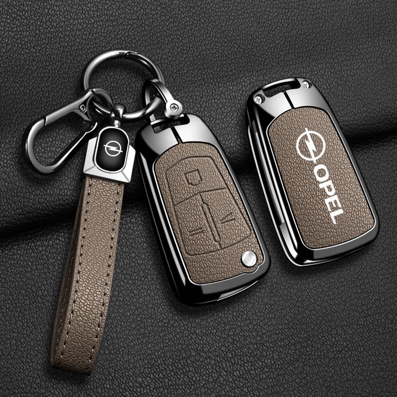 Funda Carcasa de Metal y Cuero para Llave de Coche Para Opel OPC Vauxhall Astra Corsa Insignia Mokka Encore Vectra Zafira Meriva Accesorios