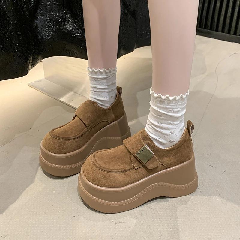 Fashion 8CM Women Ankle Boots Platform Casual Sneakers Cotton Loafers Shoes 2025 New Spring Autumn Trend Outdoor Walking Botas De Mujer