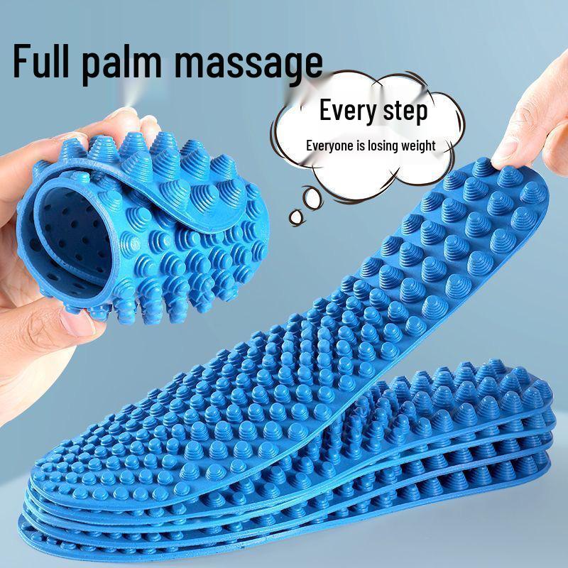 Men's Acupressure Massage Insoles: Relief for Foot Pain with Pebble Sole and Yongquan Point Stimulation.