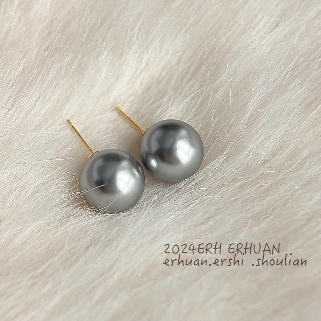 Tahiti Black Pearl Fashion Commuter Autumn and Winter Versatile Earrings New Earrings Accessories Wholesale