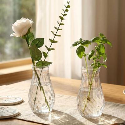 1/3pcs Diamond Style Plastic Vase Transparent Clear Imitation Glass Bud Vases DIY Flowerpot Container Home Table Decoration