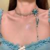 Diamond-encrusted flower three-layer pendant, fringed necklace, light luxury, niche fashion, collarbone chain, exquisite personality, temperament