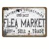 Retro Flea Market Metal Plaque, Vintage "Antiques & Collectibles" Decor, Home Art Accent for Thrift & Vintage Fans
