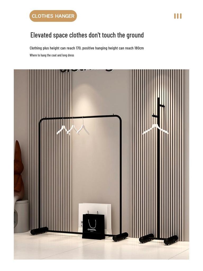 Minimalist Floor-Standing Hanger Rack for Men's and Women's Clothing Displays