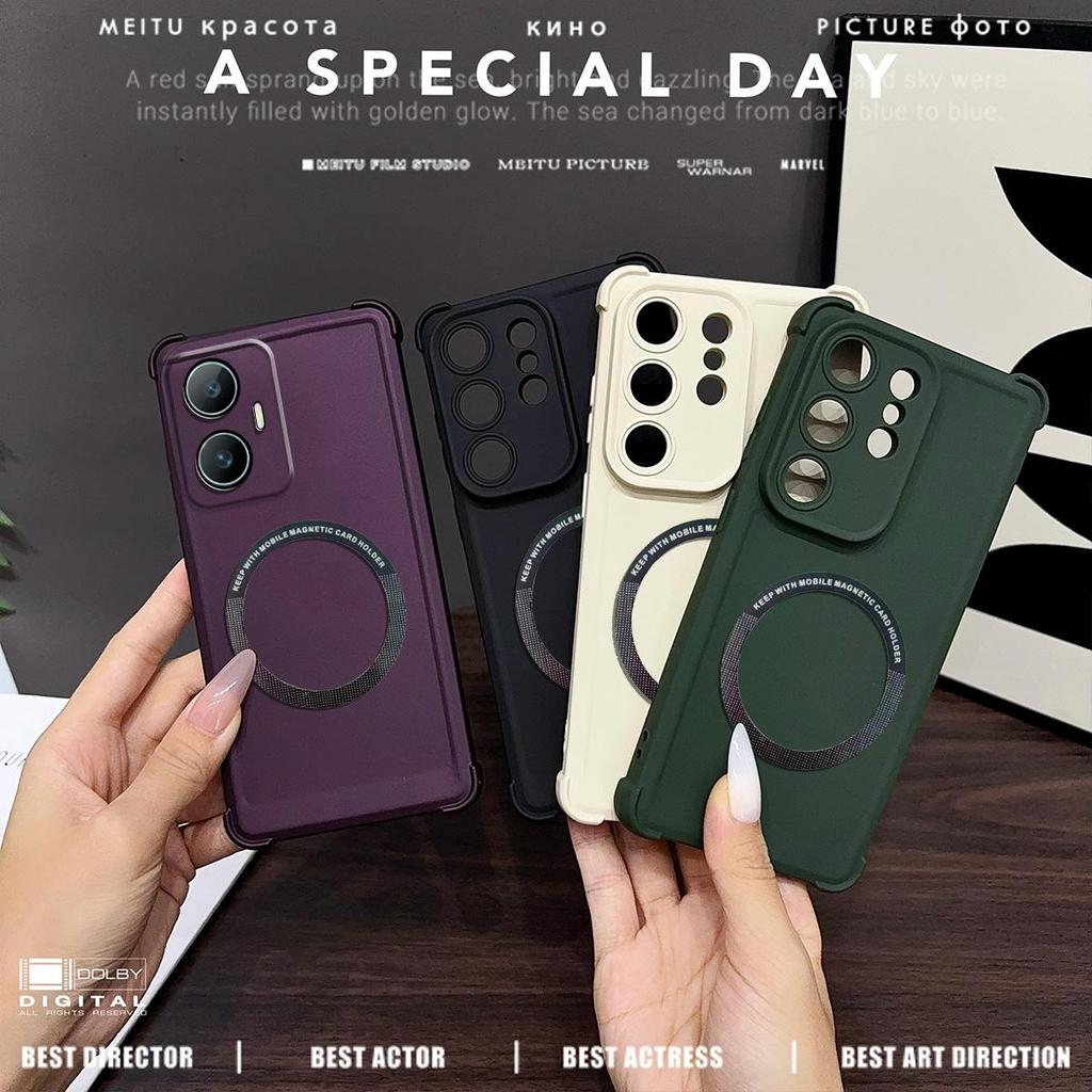 Case for realme C55 Skin-Feel Matte Magnetic Casing 4-Corner Airbag Shockproof Bumper Cover