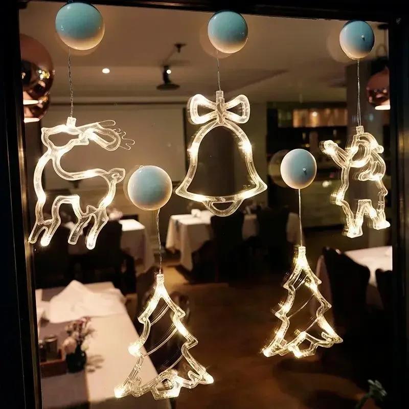 LED Weihnachts-Fensterlichter Silhouette Dekoration Glocke Weihnachtsbaum Weihnachtsmann Für Neujahr Weihnachtsdeko Lichterkette