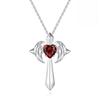 Neue Engelsflügel Kreuz Anhänger Halskette Damen Modetrend Herzförmige Geburtsstein Halskette Geschenk