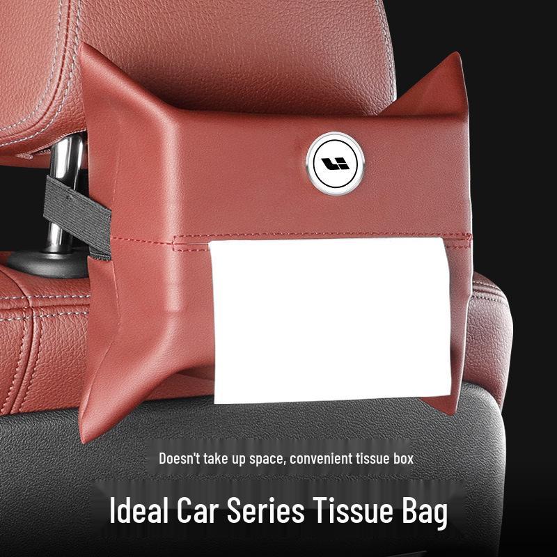 Car Tissue Box Bag: Fits Ideal ONE/L9/L8/L7, Drawstring Paper Box Cover for Hanging In Car Interior