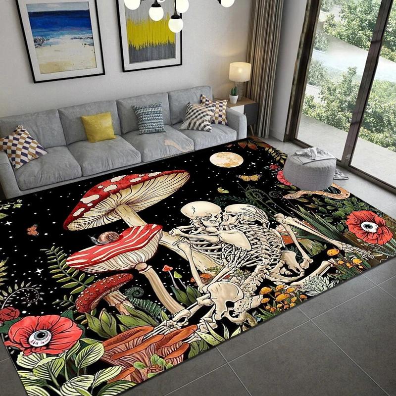 Psychedelic Mushrooms Carpet for Living Room Game Rugs Soft Floor Cartoon Rugs Bathroom Rug Mat Yoga Mat Home Decor Area Rug