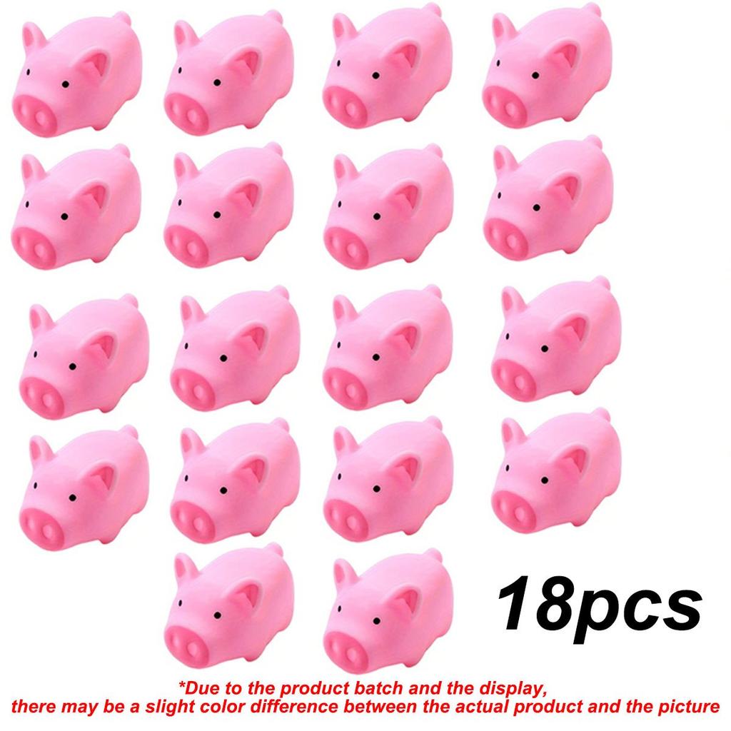 6/36pcs Mini Rubber Pig Baby Bath Toys Pink Piggy Decompression Venting Toys Float Squeak Toys for Baby Shower for Children
