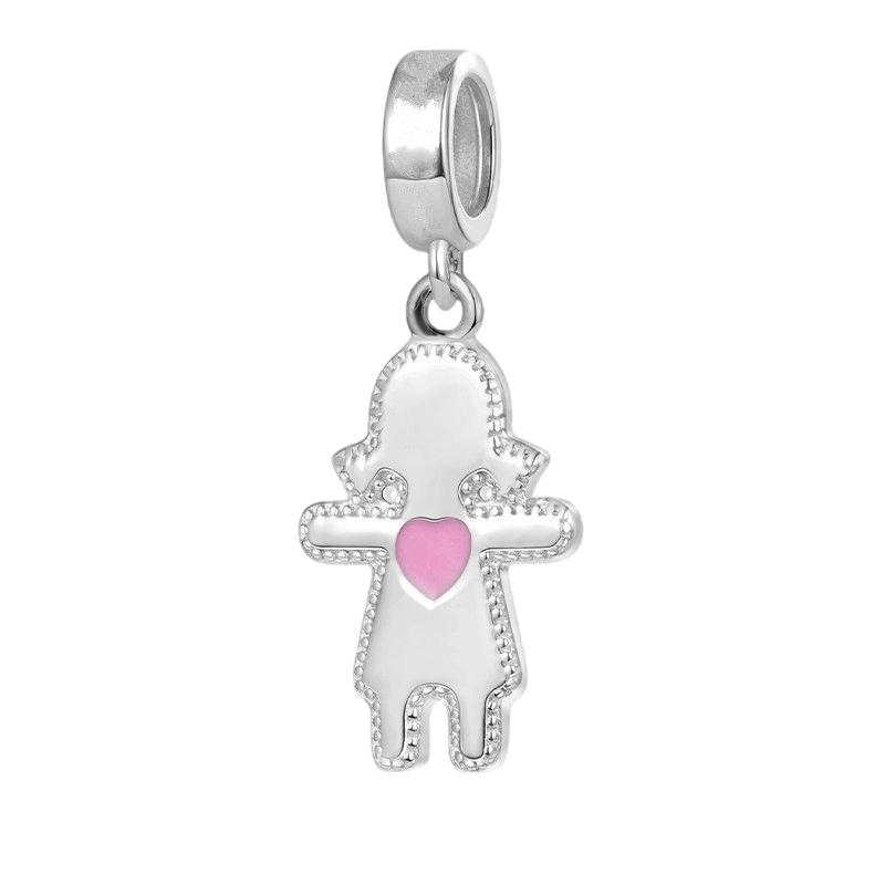 Cute Little Boy Little Girl Charm Beads Dangle Original Fit Copper Bracelet Necklace Beads For Diy Jewelry Women Gift
