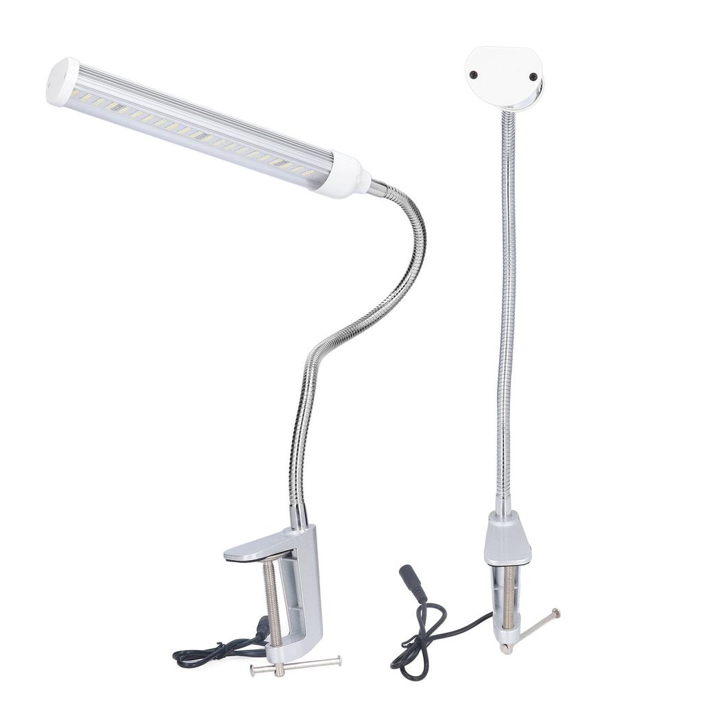 Gooseneck LED Work Light Silver C Clamp LED 21W Dimmable Machine Tool Work Light Aluminum Gooseneck