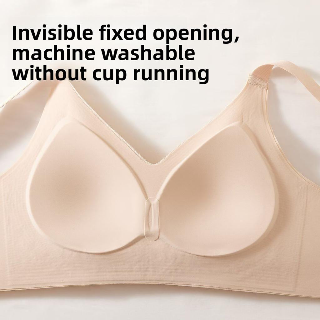 Seamless Embossed Bust Lifting Bra, Wireless Fixed Cup Anti-Sag Back Smoothing Shaping Bra