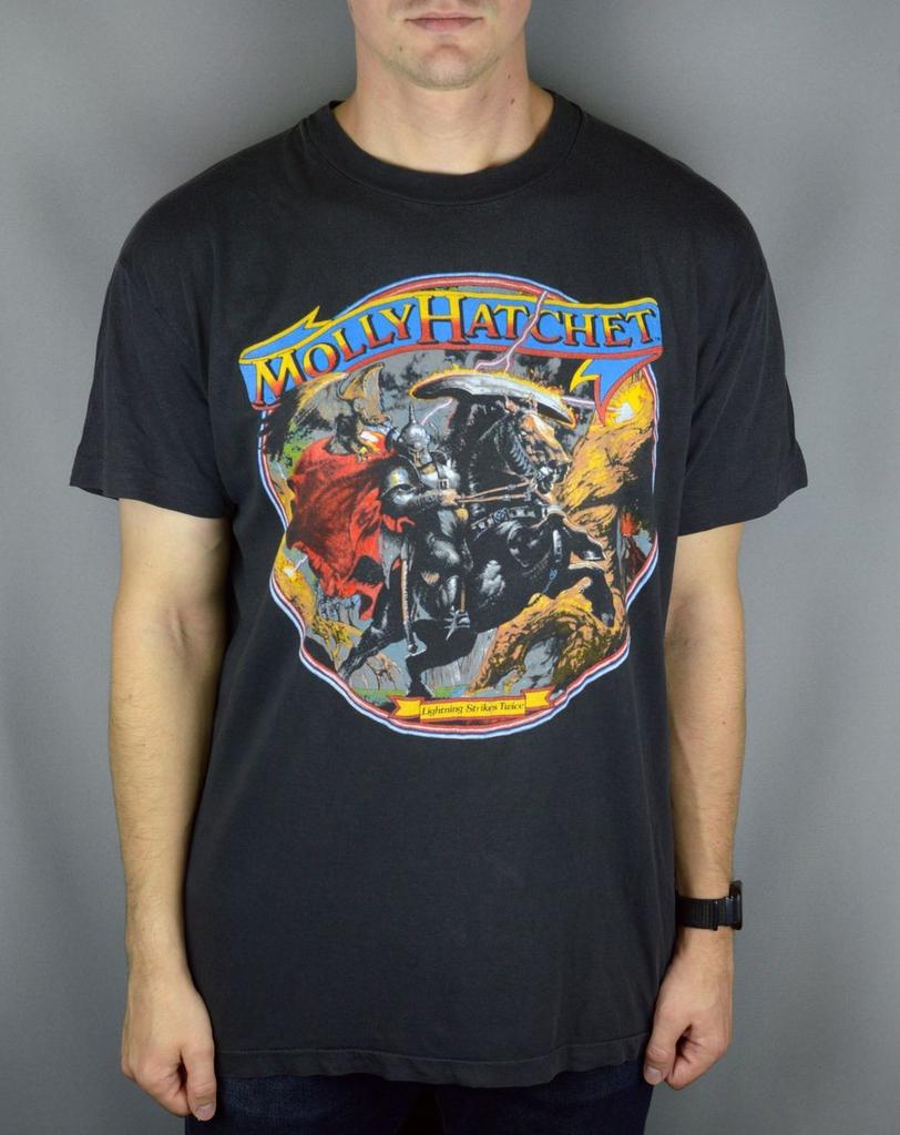 Molly Hatchet Hell Yeah 1988 Black Short Sleeve Unisex T shirt Reprint KH14177