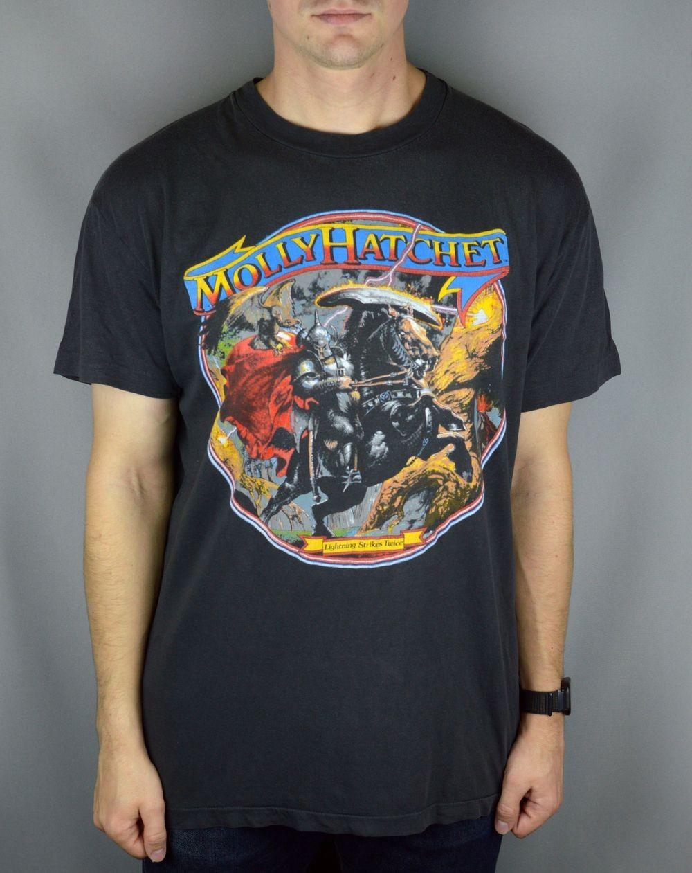 Molly Hatchet Hell Yeah 1988 Black Short Sleeve Unisex T shirt Reprint KH14177 Unisex T-Shirt XL