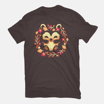 Unisex Crew Neck T-Shirt Cute Autumn Hedgehog Graphic Short Sleeve Casual Tee