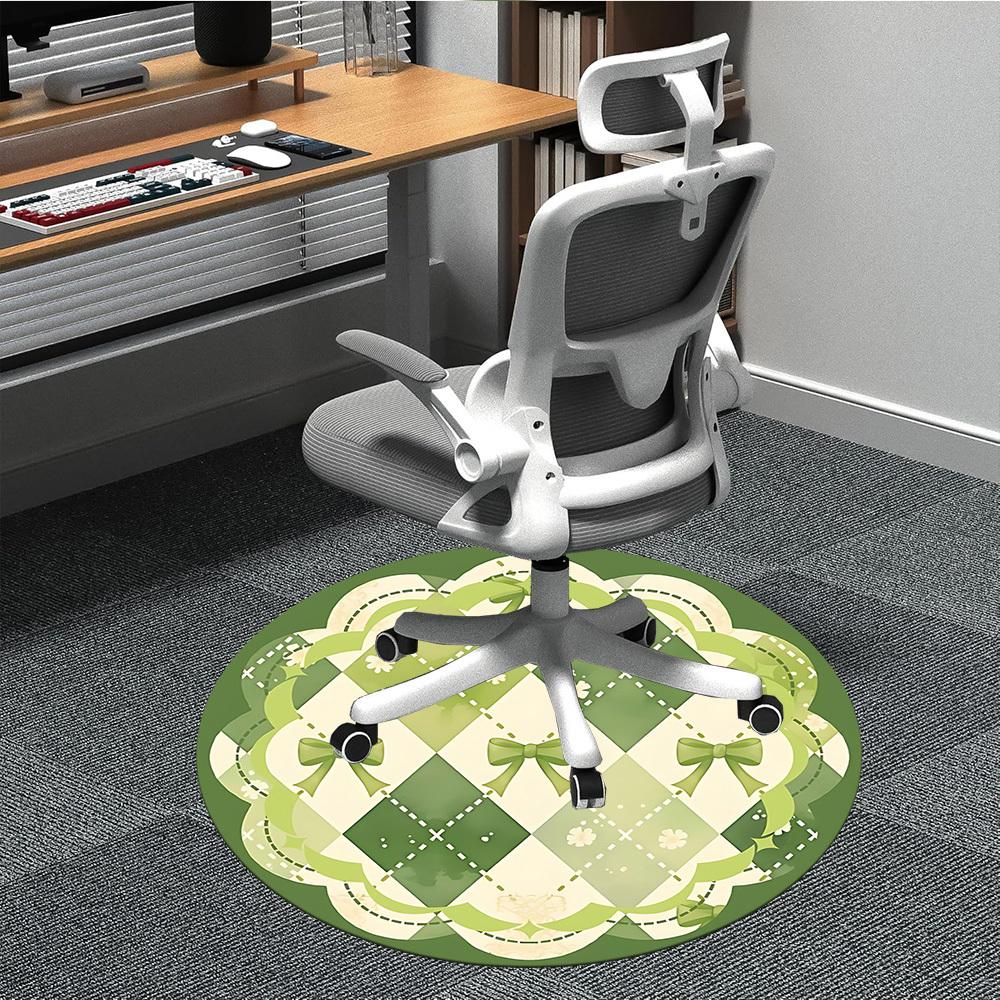

1PC Green Plaid Pattern Chair Carpet for Office, Indoor Non-Slip Washable Carpet, Soft Comfortable Mat For Office Room yy250930067 80cm by 80cm