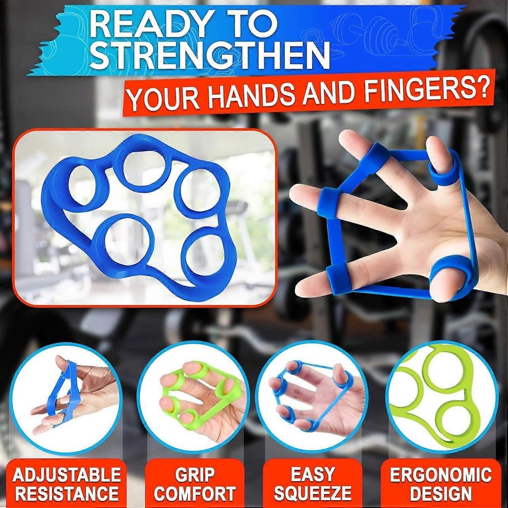 6Pcs Finger Strengthener with 3 resistance levels - Elastic Silicone Finger Exerciser with Shape-Retention and Ergonomic Design - Tear-Resistant Hand