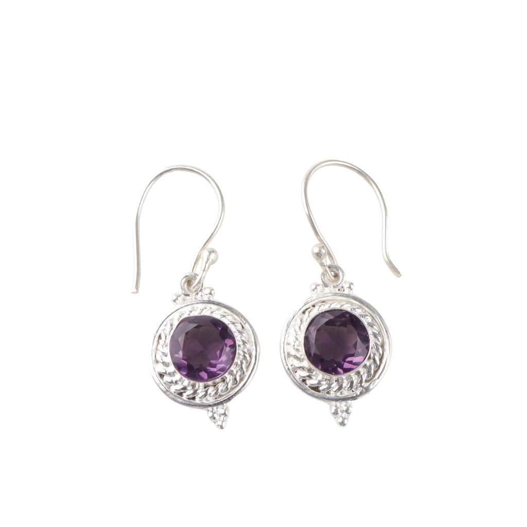 Amethyst Gemstone 925 Sterling Silver Jewelry Handmade Earrings 3.0" For Women EE-117-3