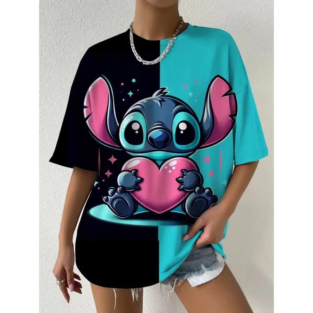 Dames T-shirt 3D Patroon Gedrukt Casual Korte Mouw Ronde Hals Top Modieuze Straat Dameskleding