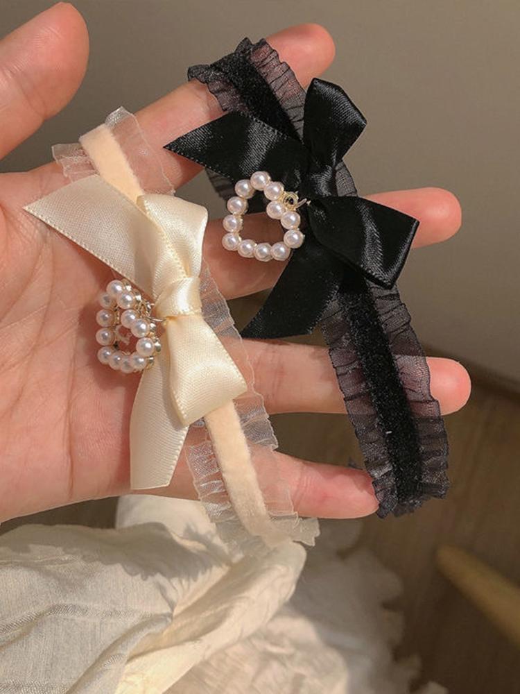 Women's Vintage Lace Heart Choker Cute Collar Lolita Gothic Bow Knot Necklace Handmade Girls Uniform Accessory