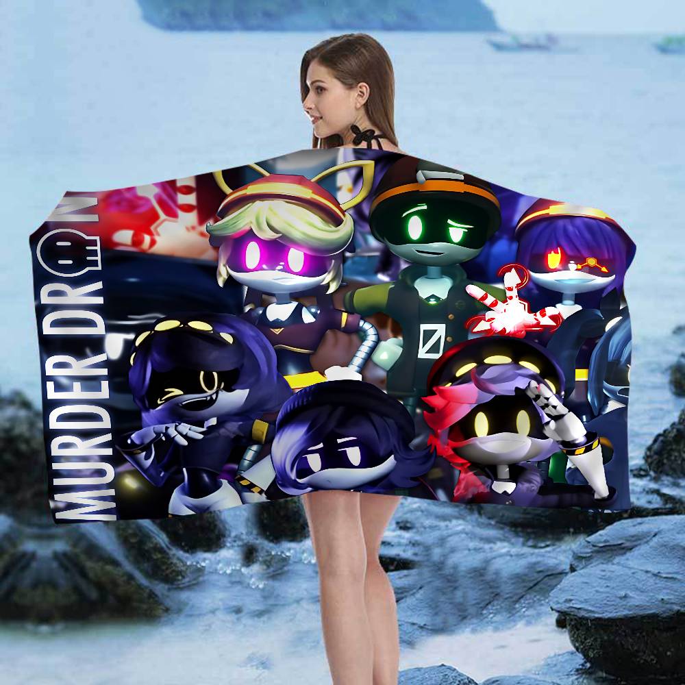 Murder-Drones Cartoon Beach Towel Colorful Bath Towels For Girl Microfiber Quick Dry Sand Free Beach Yoga Spa Gym Pool