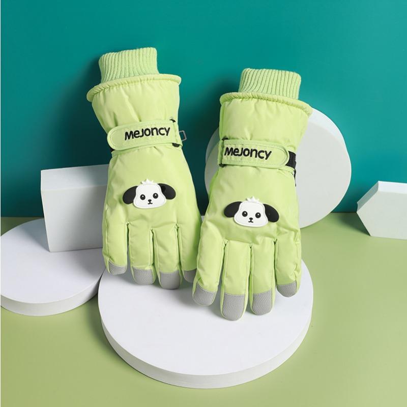 

New Ski Gloves Thickened In Autumn and Winter Plus Velvet Outdoor Riding Trams Windproof and Splash Proof Warm Cartoon Cute Touch Screen. one size fits all