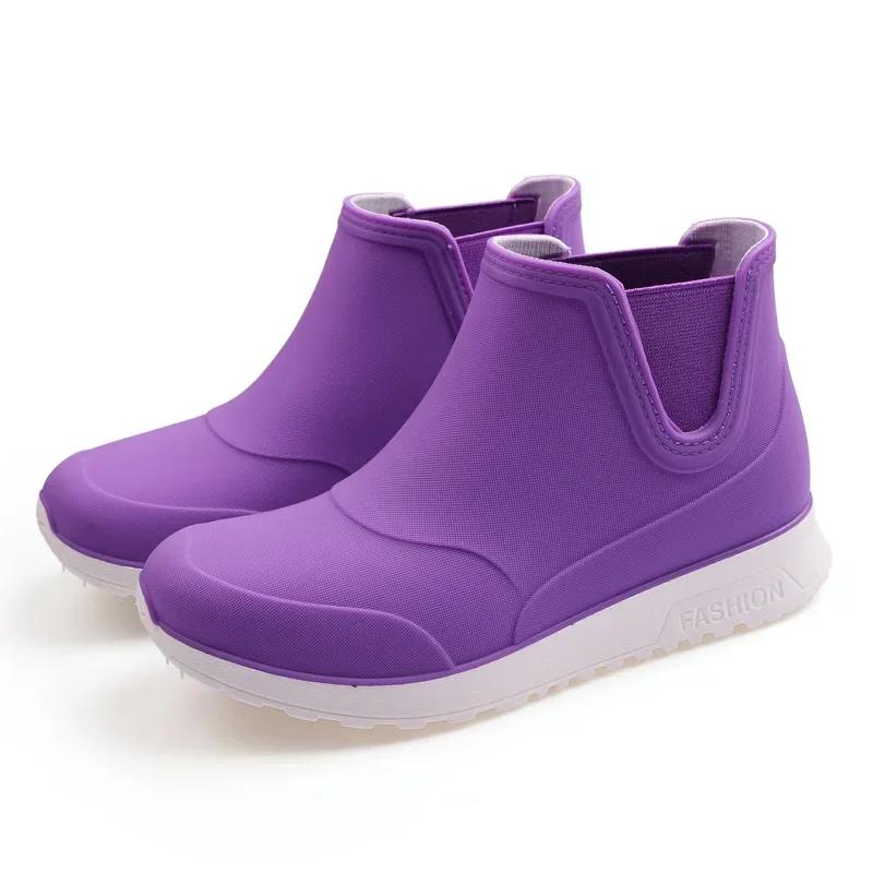 Fashion Rain Shoes for Women Rubber Boots Platform Ankle Boots 2025 Autumn Winter Slip on Women Booties Work Shoes Botines Mujer