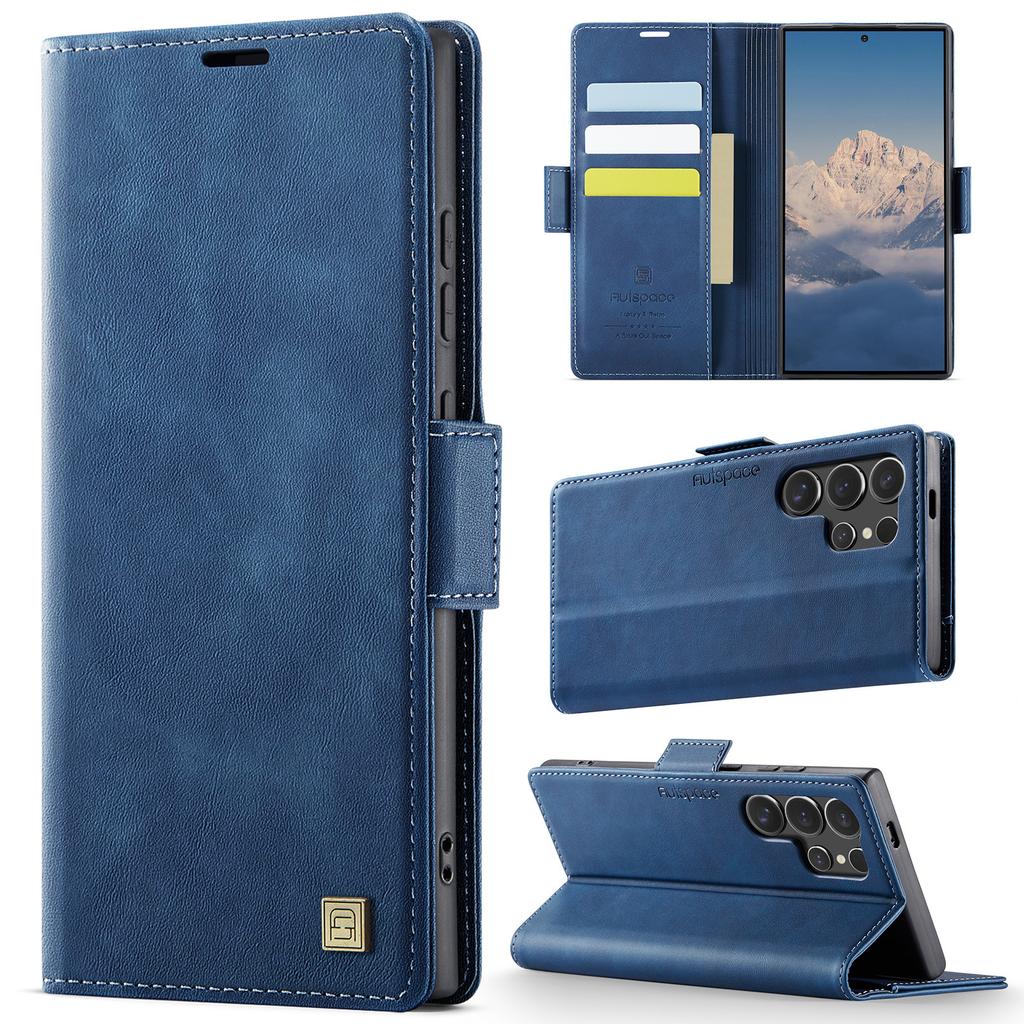 RFID Blocking Flip Wallet Case for Samsung S25 Edge/S25 Ultra/S24 - Premium PU Leather Protective Cover