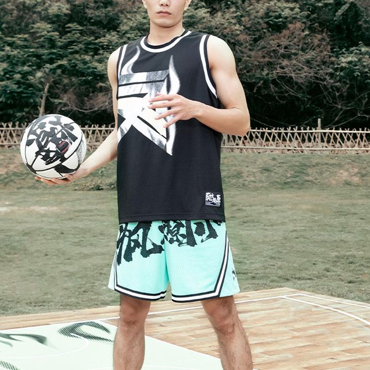 Anta Color Block Crazy Fire Breathable Mid Waist Straight Basketball Shorts Men Shorts Bright-Green 152131214-3