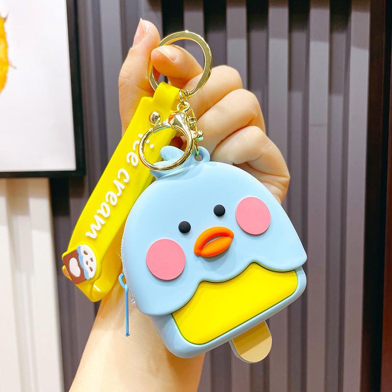 Cartoon Cute Silicone Coin Purse Keychain For Kids And Women