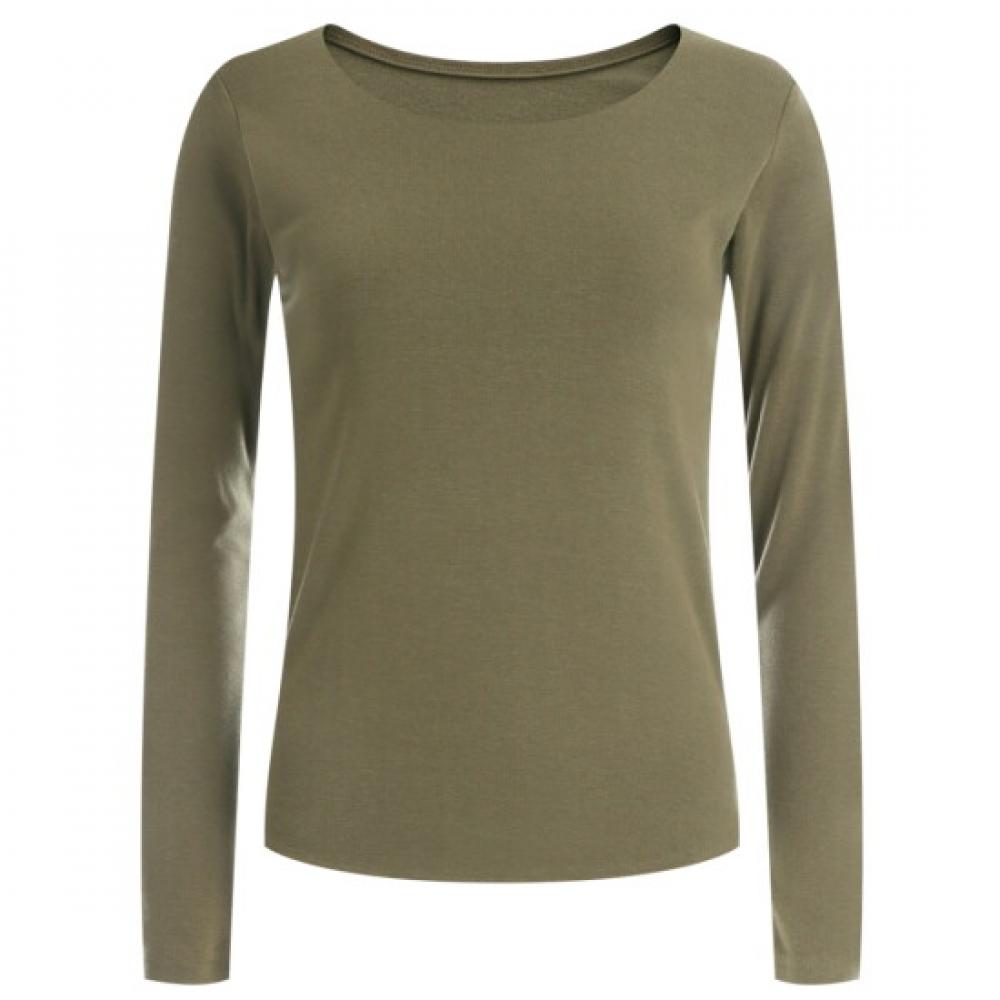 Shop Women Round Long Sleeve T shirT Khaki Dai Wsh 12128