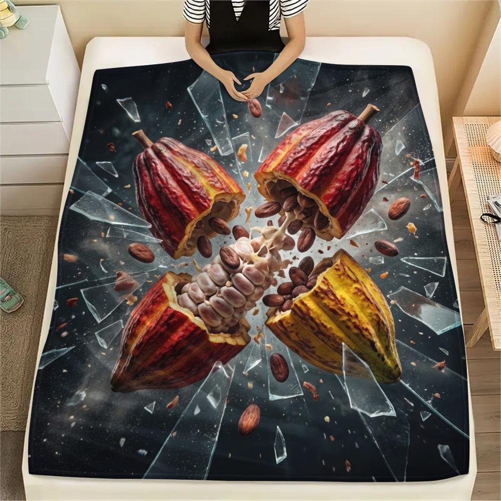 

1PC Fruit Print Flannel Blanket, High quality All Seasons, Home Decor, Warmth and Comfort, Perfect for Christmas Gifts 80cm x 120cm