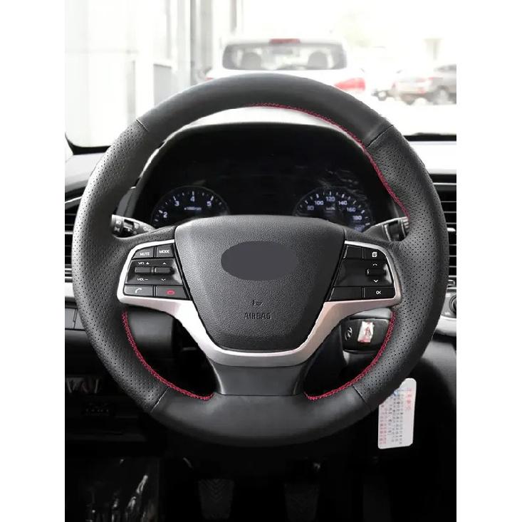 For Hyundai Elantra 4 2016 2017 2018 Accent 2018 Solaris 2017 Perforated Leather Car Accessories Interior Steering Wheel Cover
